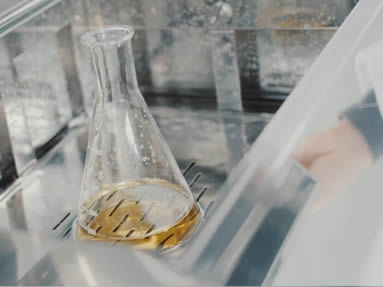 stirring a beaker inside the laboratory bain-marie tank